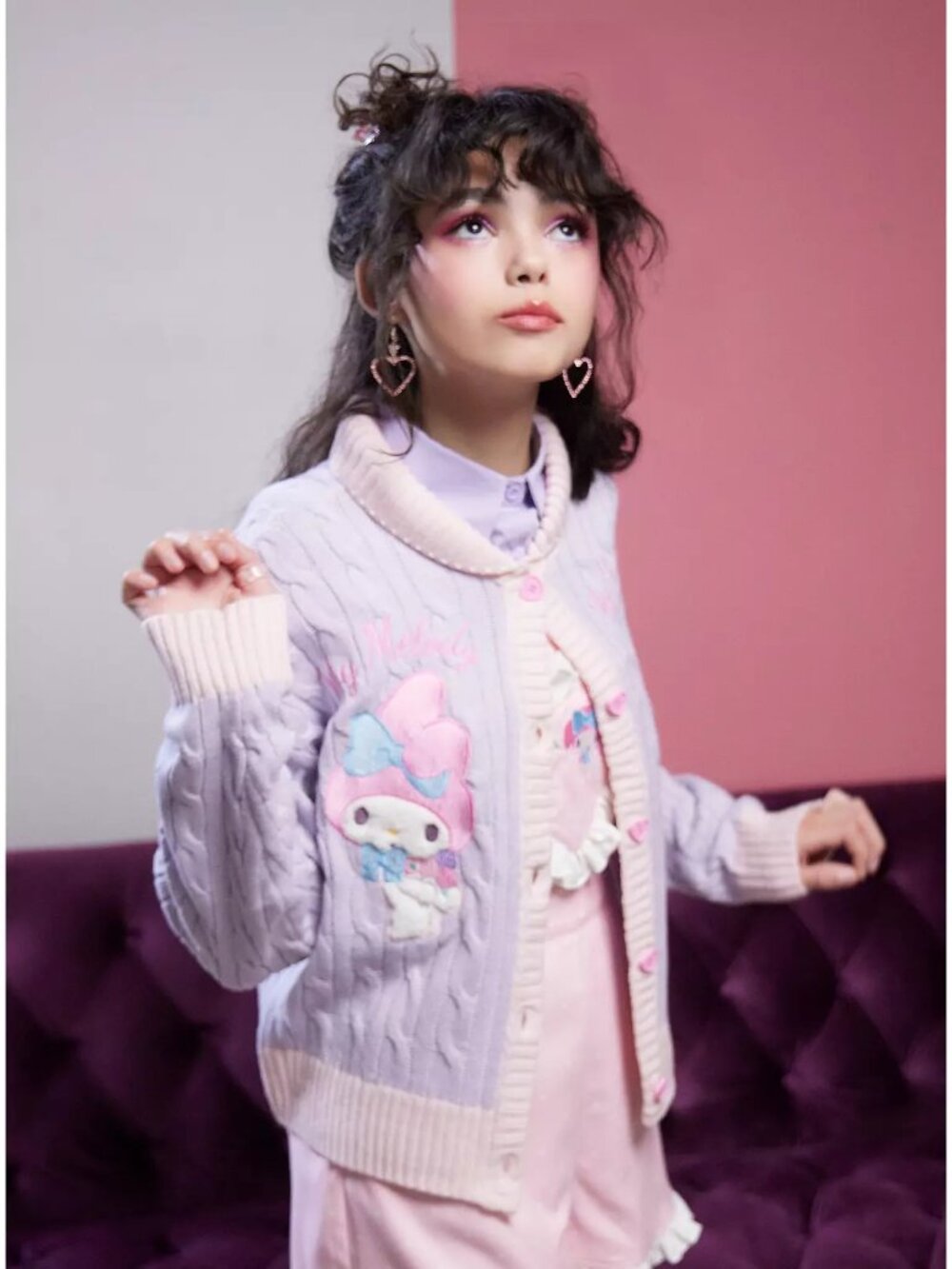 Hot Topic 3 3X Sanrio My Melody My Sweet Piano Cable Knit Cardigan Plus Size - Picture 2 of 7